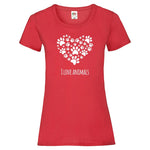 YouDesign T-Shirt XS / Rot Woman T-Shirt "I Love Animals" 3 Farben