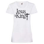 YouDesign T-Shirt XS / Weiß Woman T-Shirt "Jesus Is King" 2 Farben